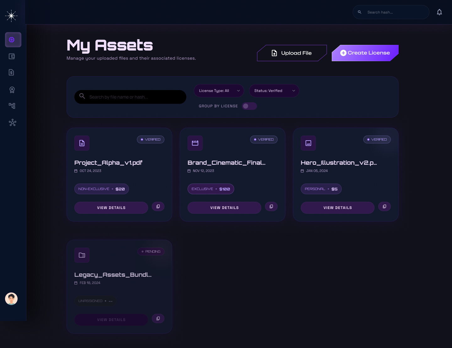 ProofChain My Assets Page