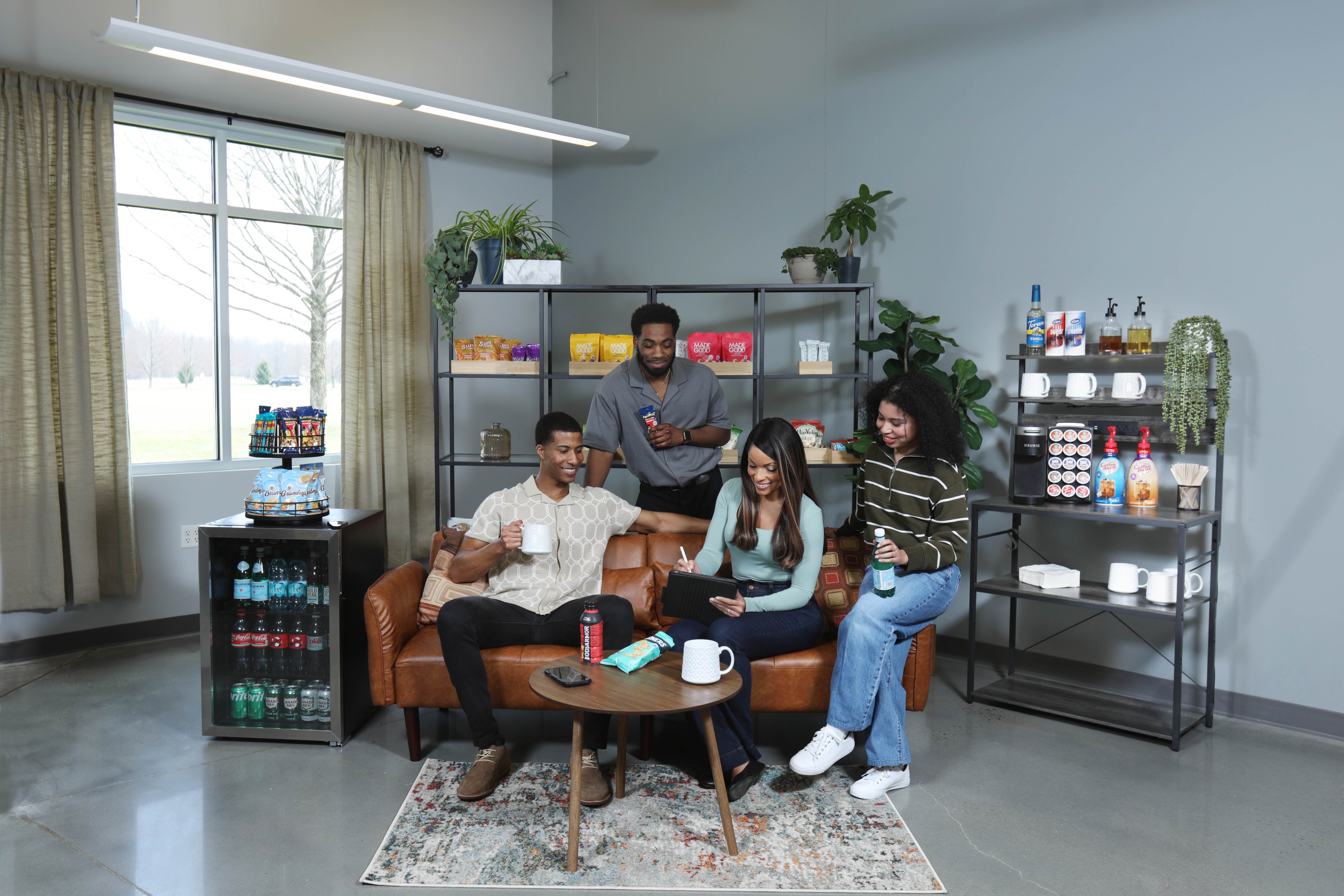 Team relaxing in break room