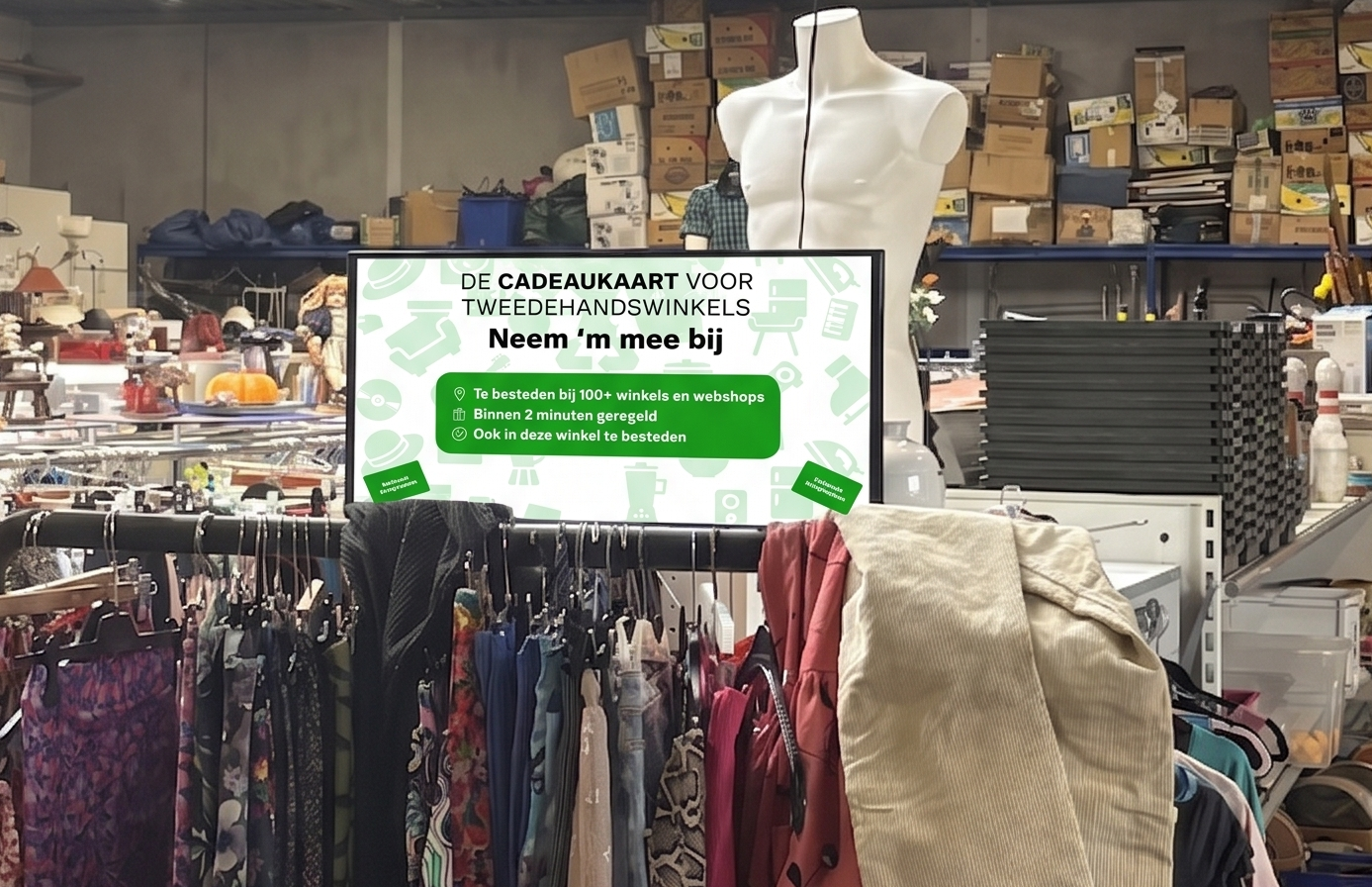 Scherm in kringloopwinkel met De Nationale Kringloopbon content