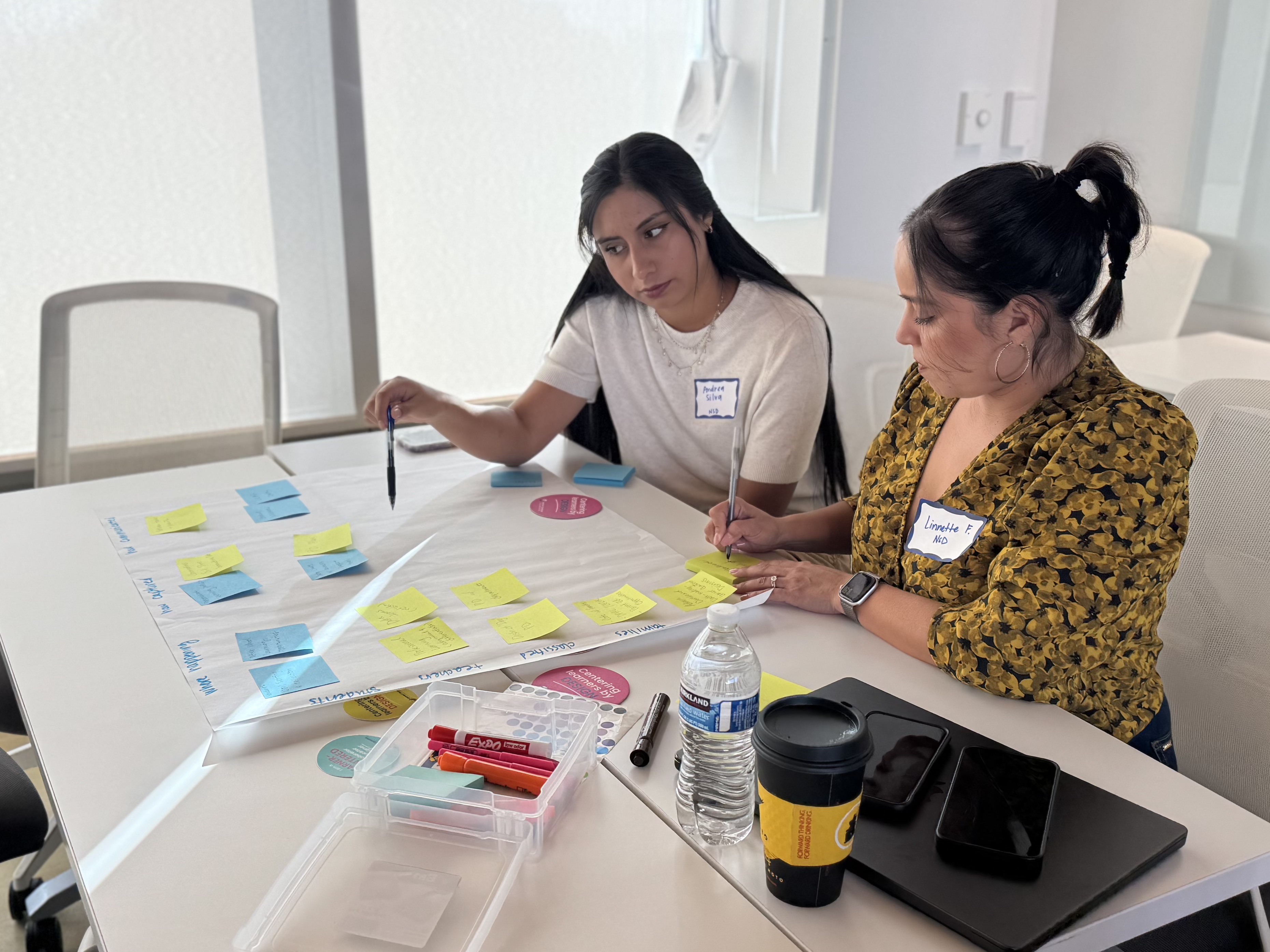 National School District educators organizing their leadership alignment planning with sticky notes