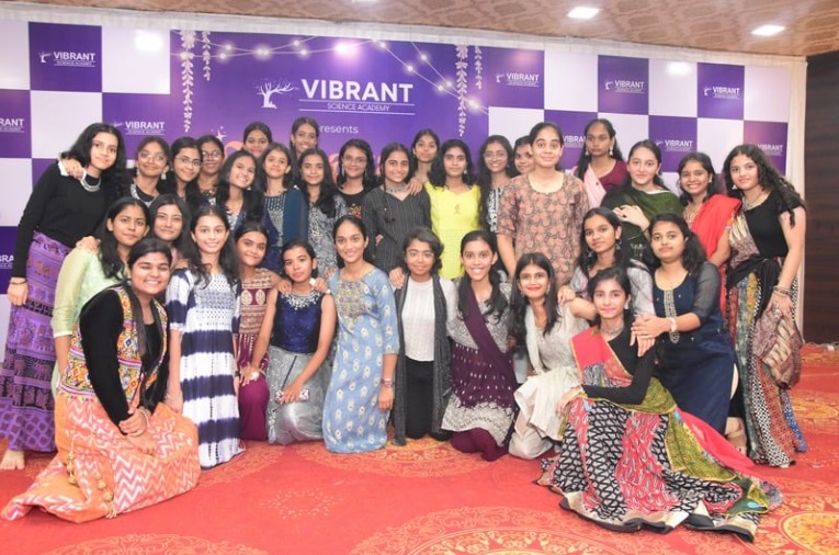 Navratri celebration - Group photo of girls in traditional attire