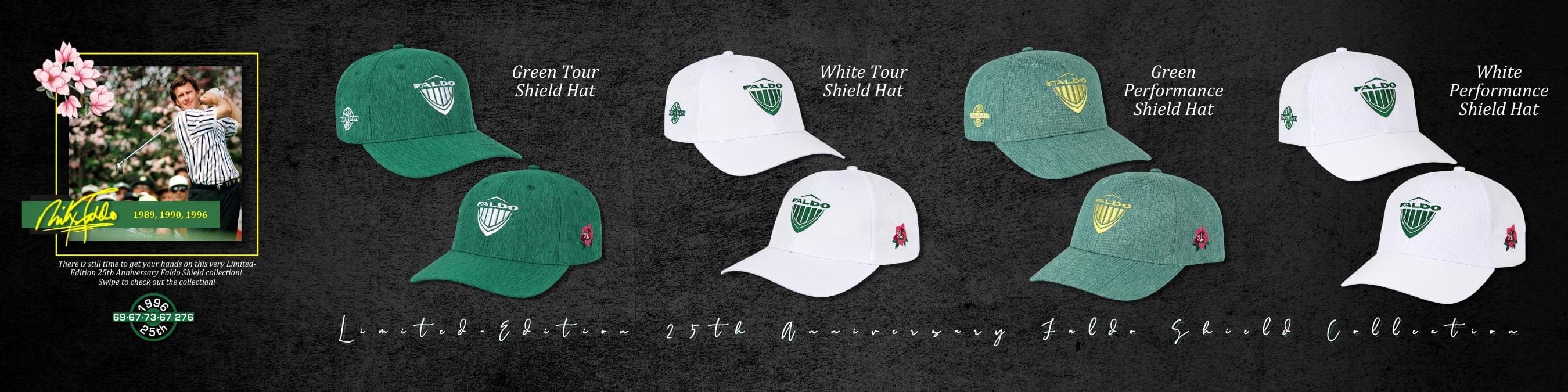Nick Faldo limited edition Faldo Shield hats carousel