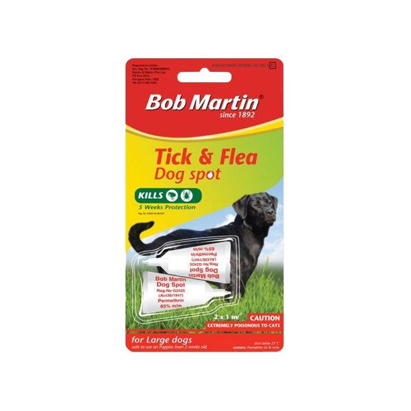Bob Martin Tick & Flea Dog Spot Large 2x1ml