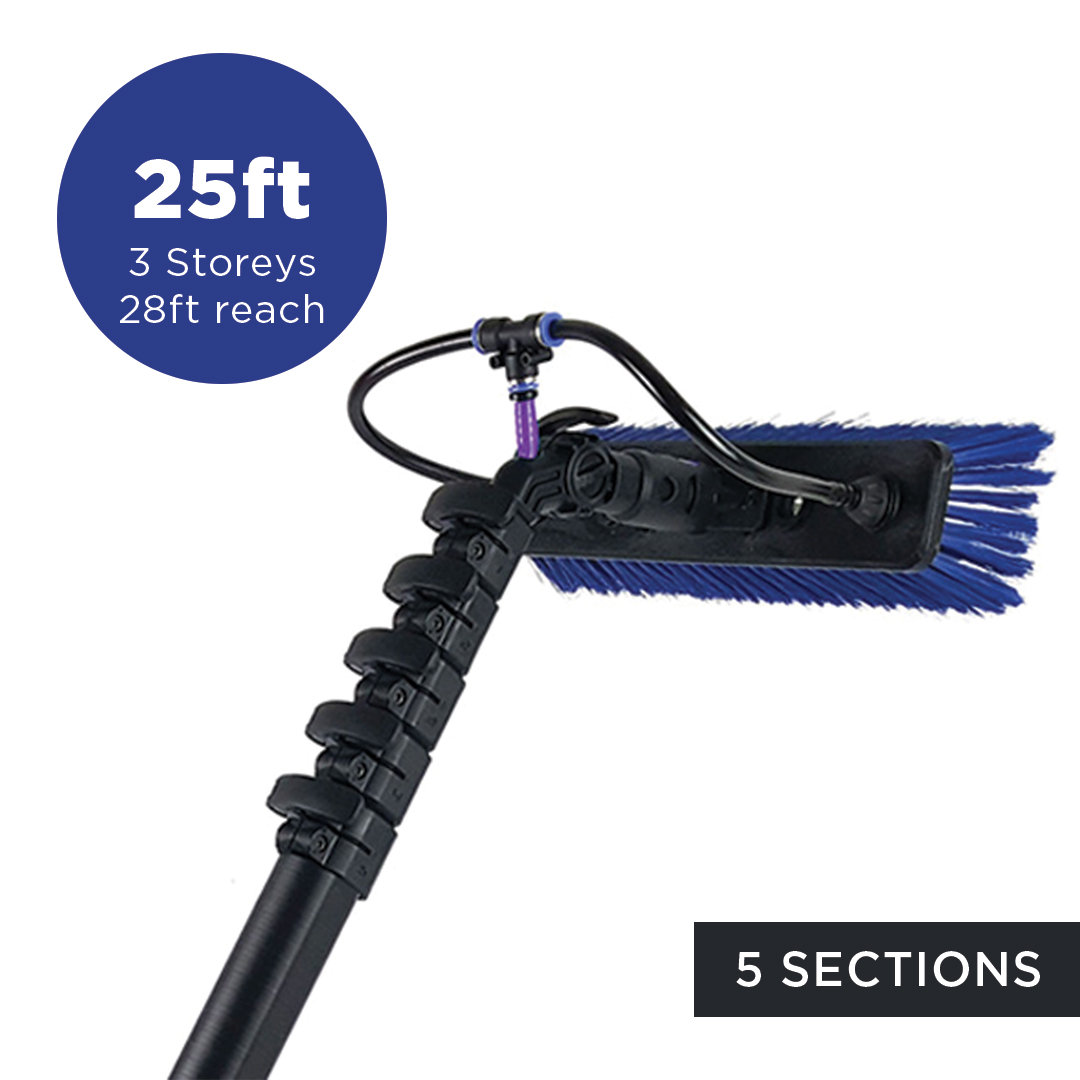 Telescopic Water Fed Pole – 25ft/7.6mtr (28ft Reach) Streamline® OVA8® 24T Carbon Fibre