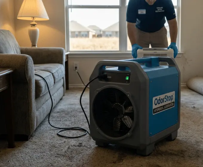 Hydroxyl generator running in a Garland home to remove sewage odor