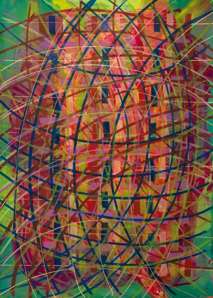 Gemälde, Öl auf Papier, 45 × 65 cm