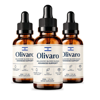 Three Olivaro balanced blood sugar support dropper bottles
