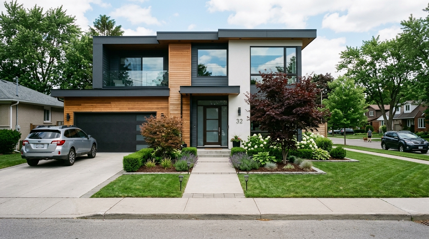 After: Beautiful landscaped front yard