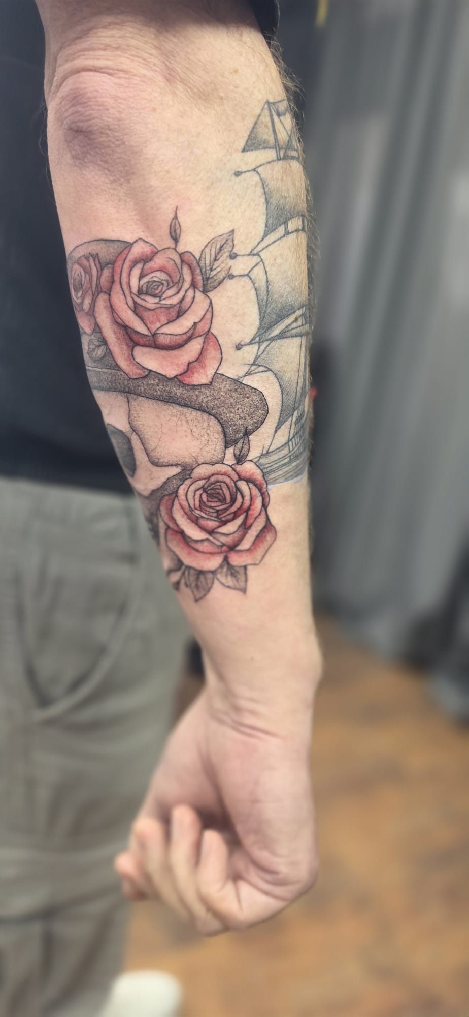 Ornamental Tattoo - Rosen mit Totenschädel