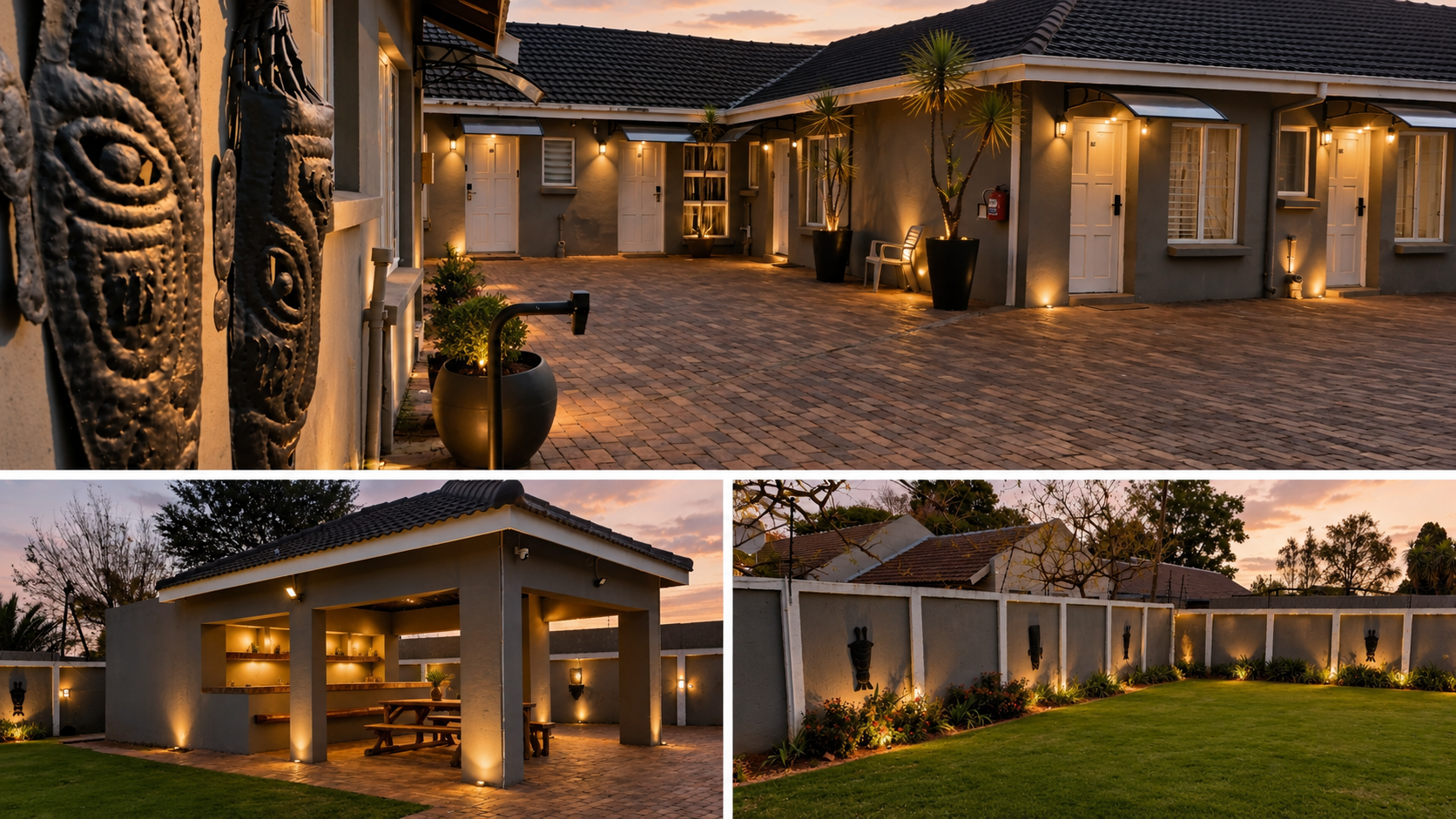 Phola Lodge courtyard and garden views