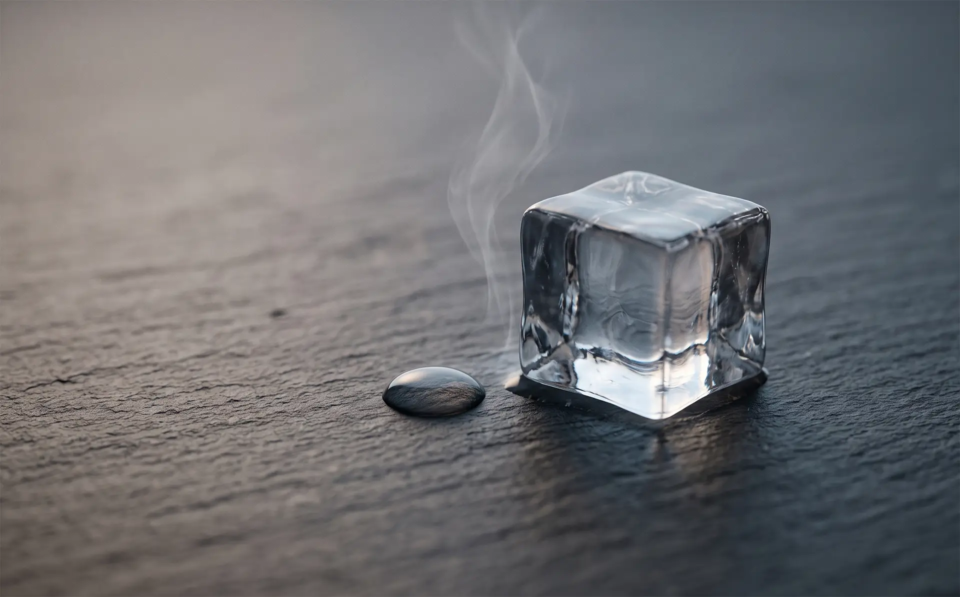 Ice cube with vapour on dark slate — Metabolic & Weight