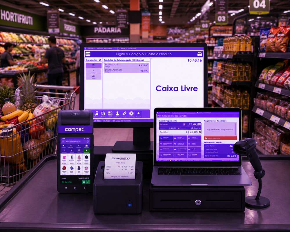 PDV Competi em funcionamento no supermercado