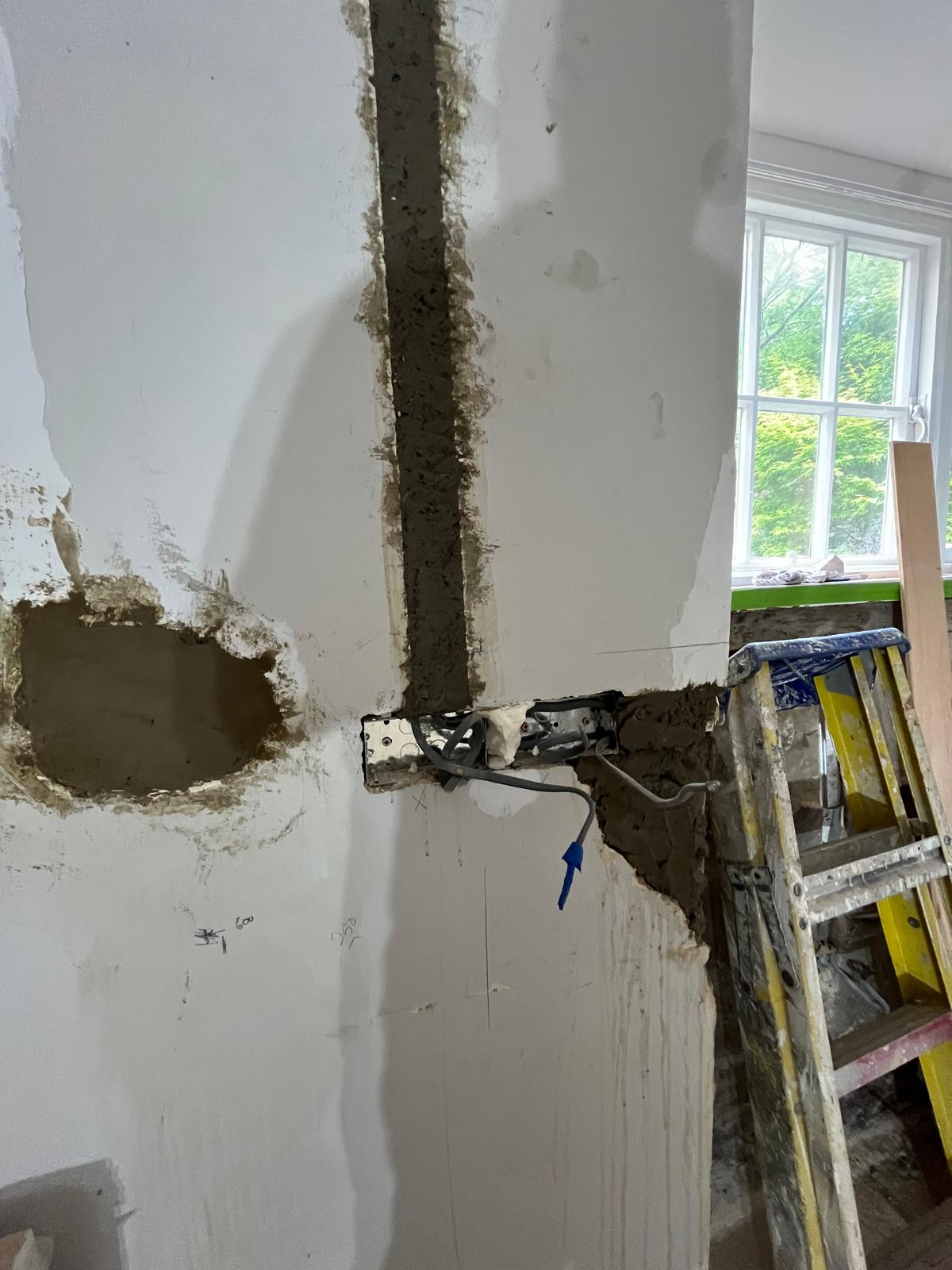 Electrical first fix with chased walls