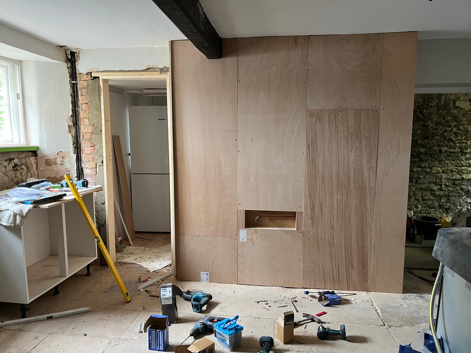 Plywood frame fabrication for kitchen units