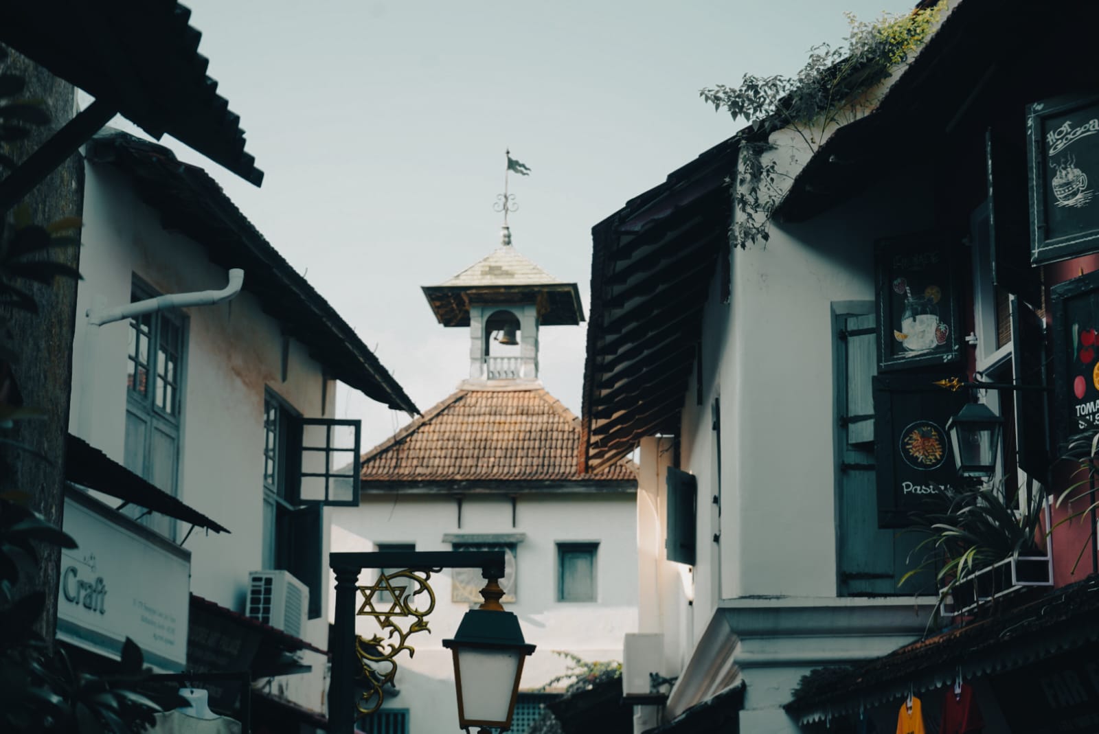 Jewish Synagogue bell tower in Mattancherry with Star of David lamp