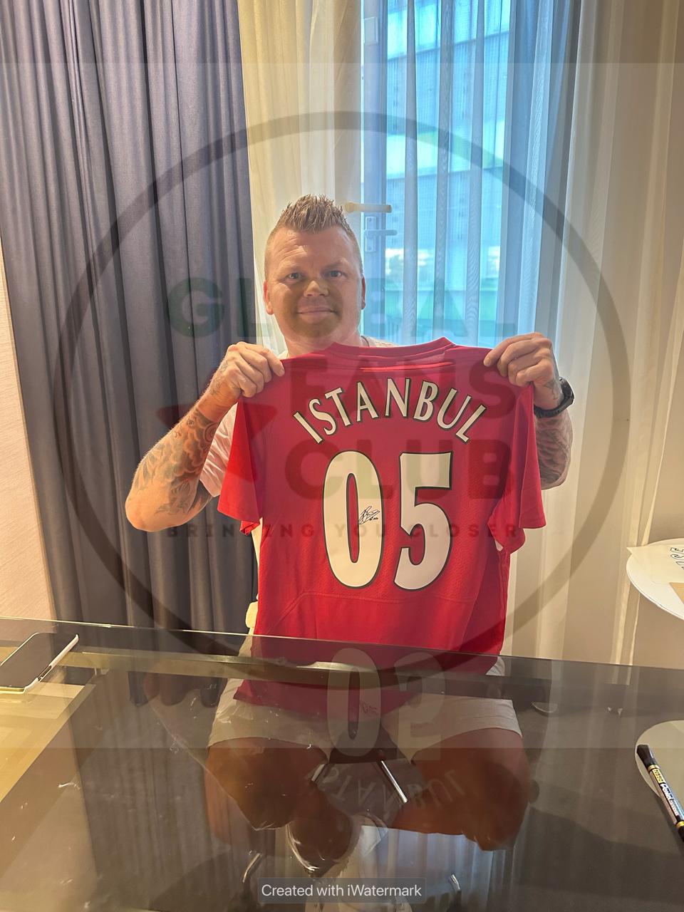 John Arne Riise with Istanbul 2005 signed shirt