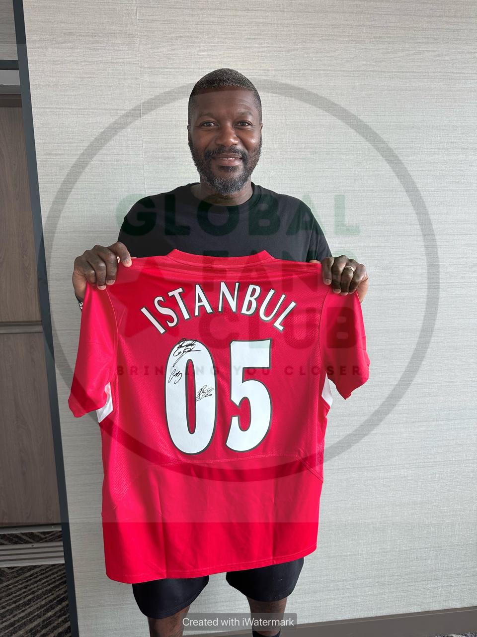 Djibril Cisse with Istanbul 2005 signed shirt