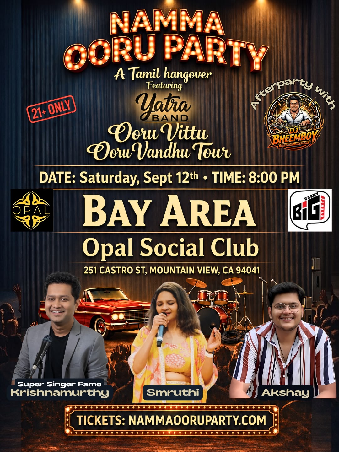 Namma Ooru Party Bay Area — Opal Social Club, Mountain View, Sept 12th