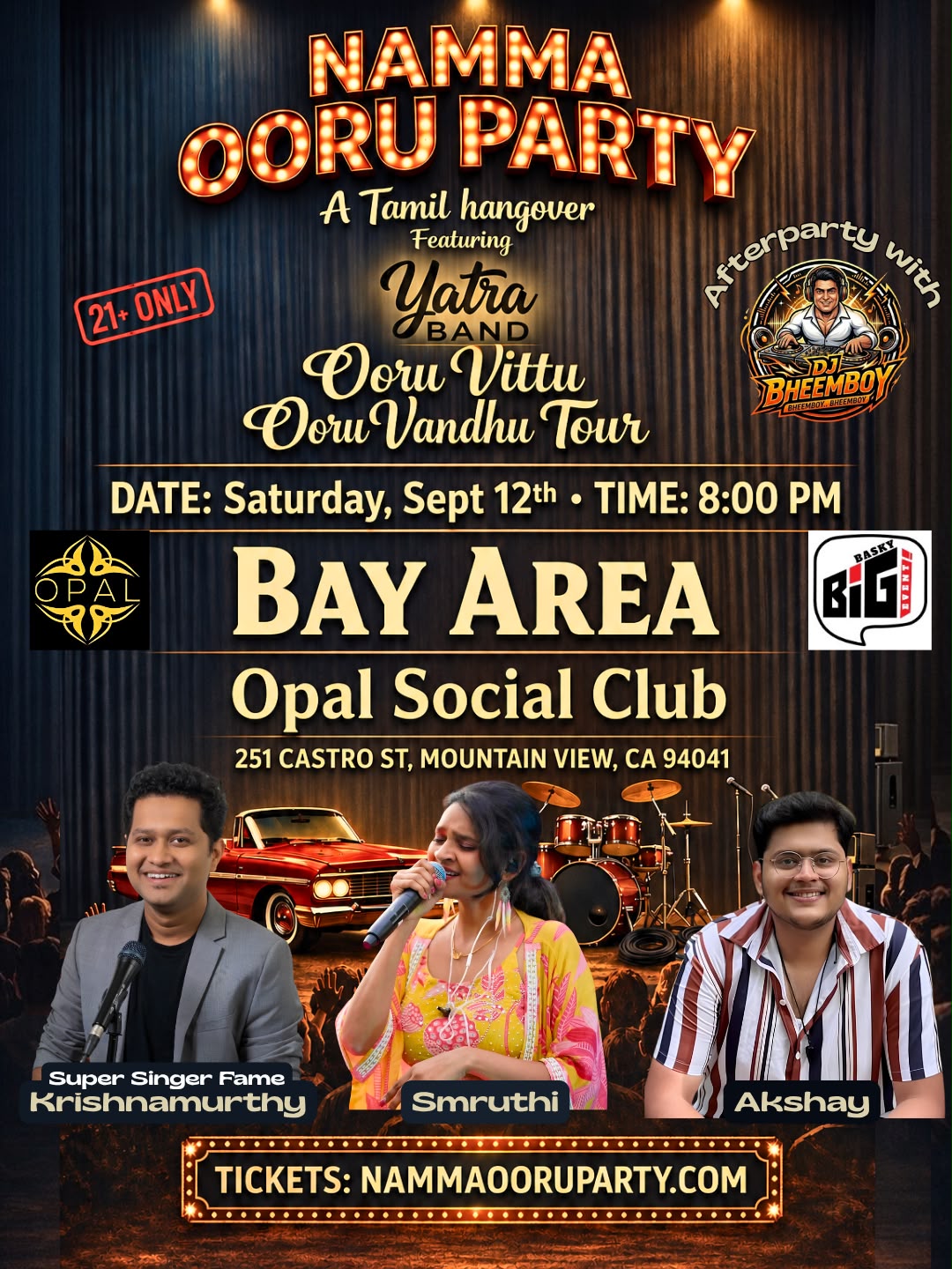 Namma Ooru Party Bay Area — Opal Social Club, Mountain View, Sept 12th