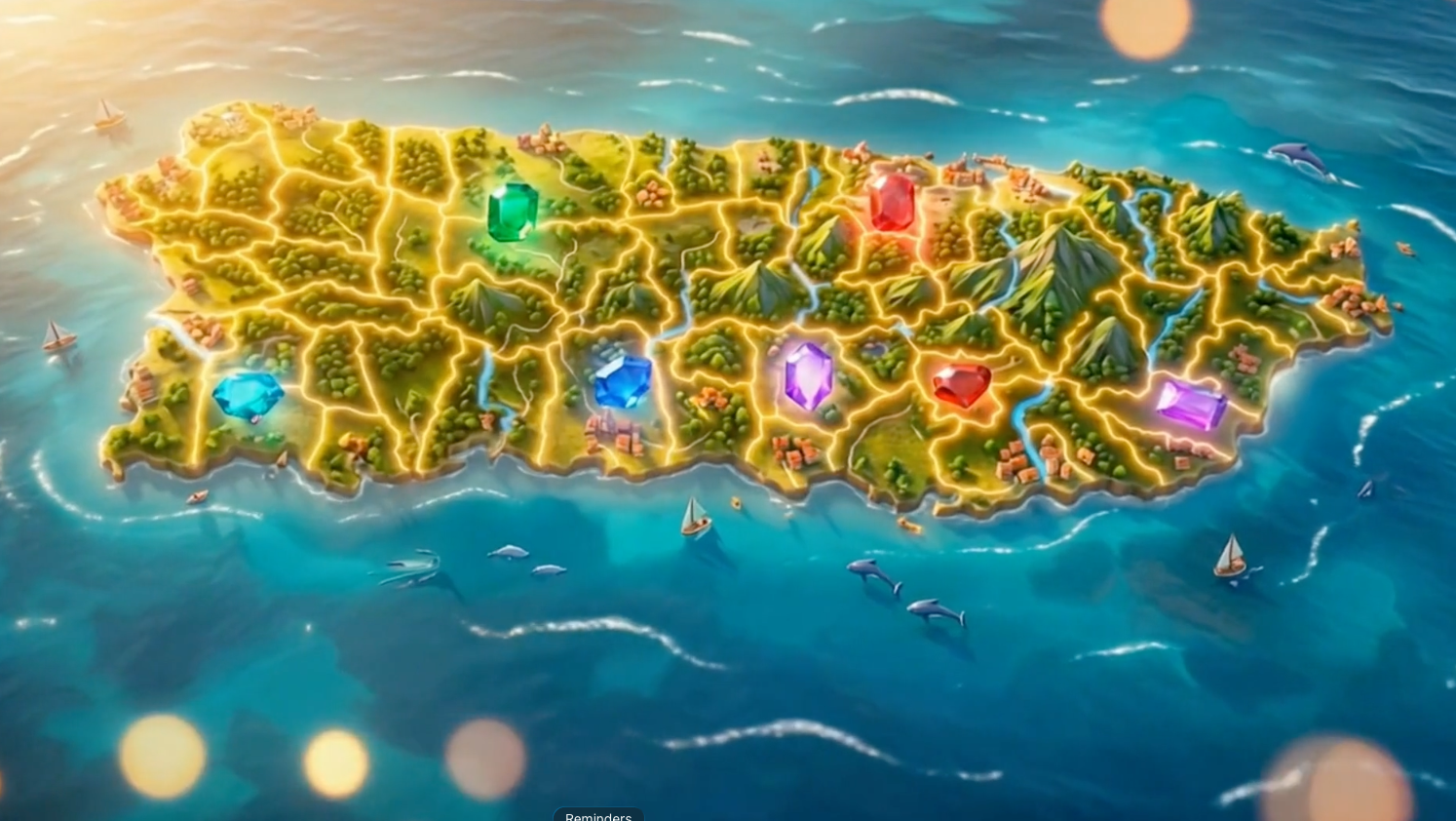 Map of Puerto Rico with Gems