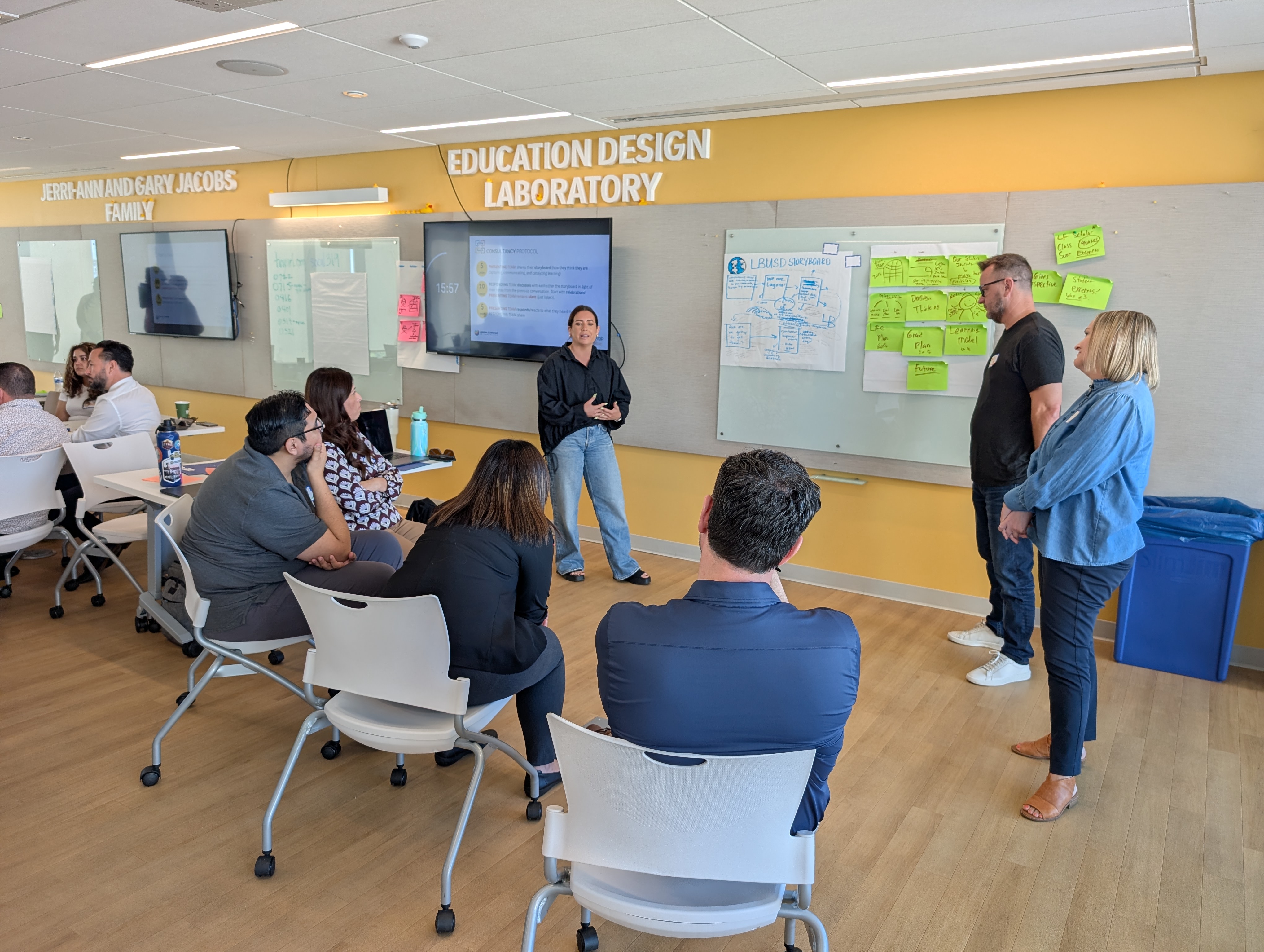 Laguna Beach team presenting their storyboard in the Education Design Laboratory