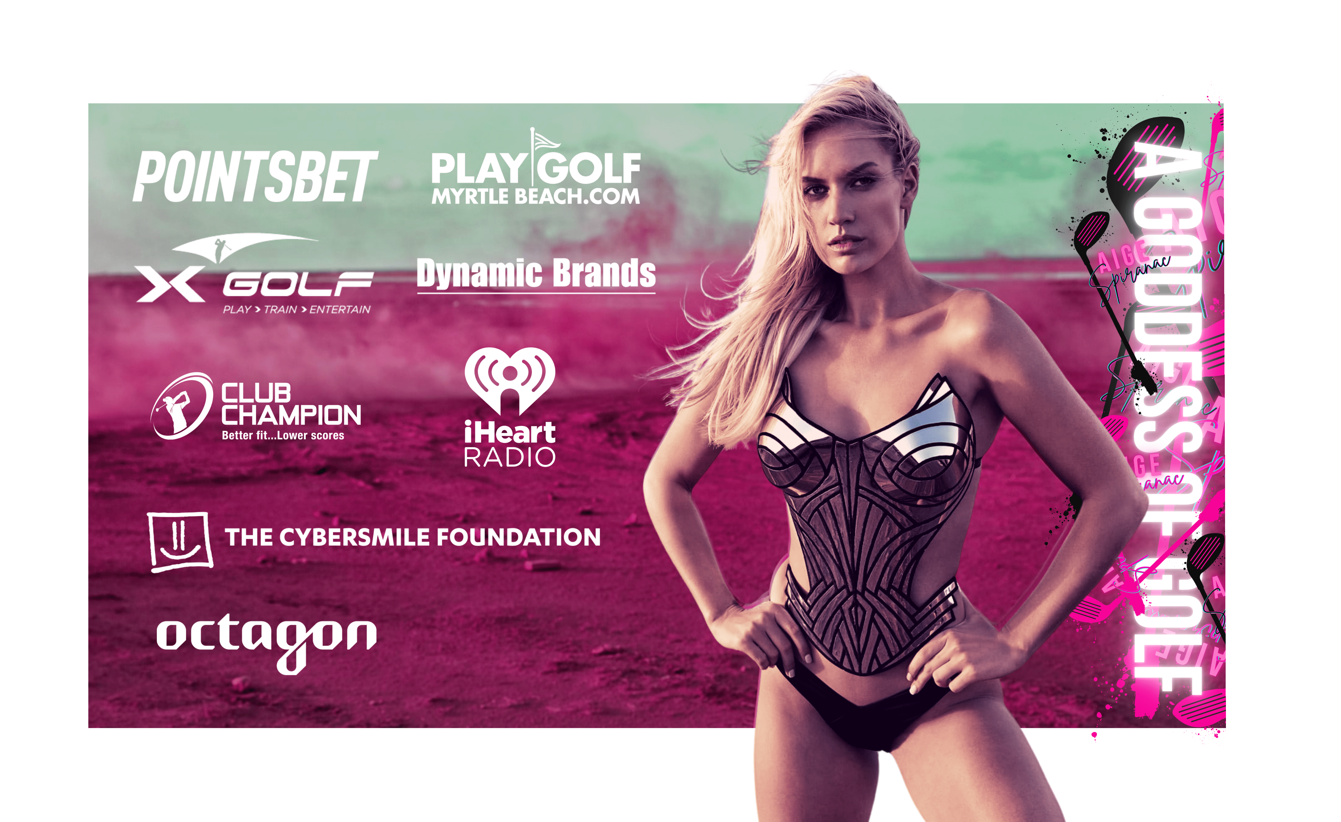 Paige Spiranac brand partnerships banner with sponsor logos