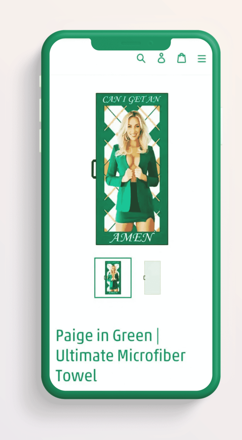 Paige Spiranac Can I Get An Amen towel product page mockup