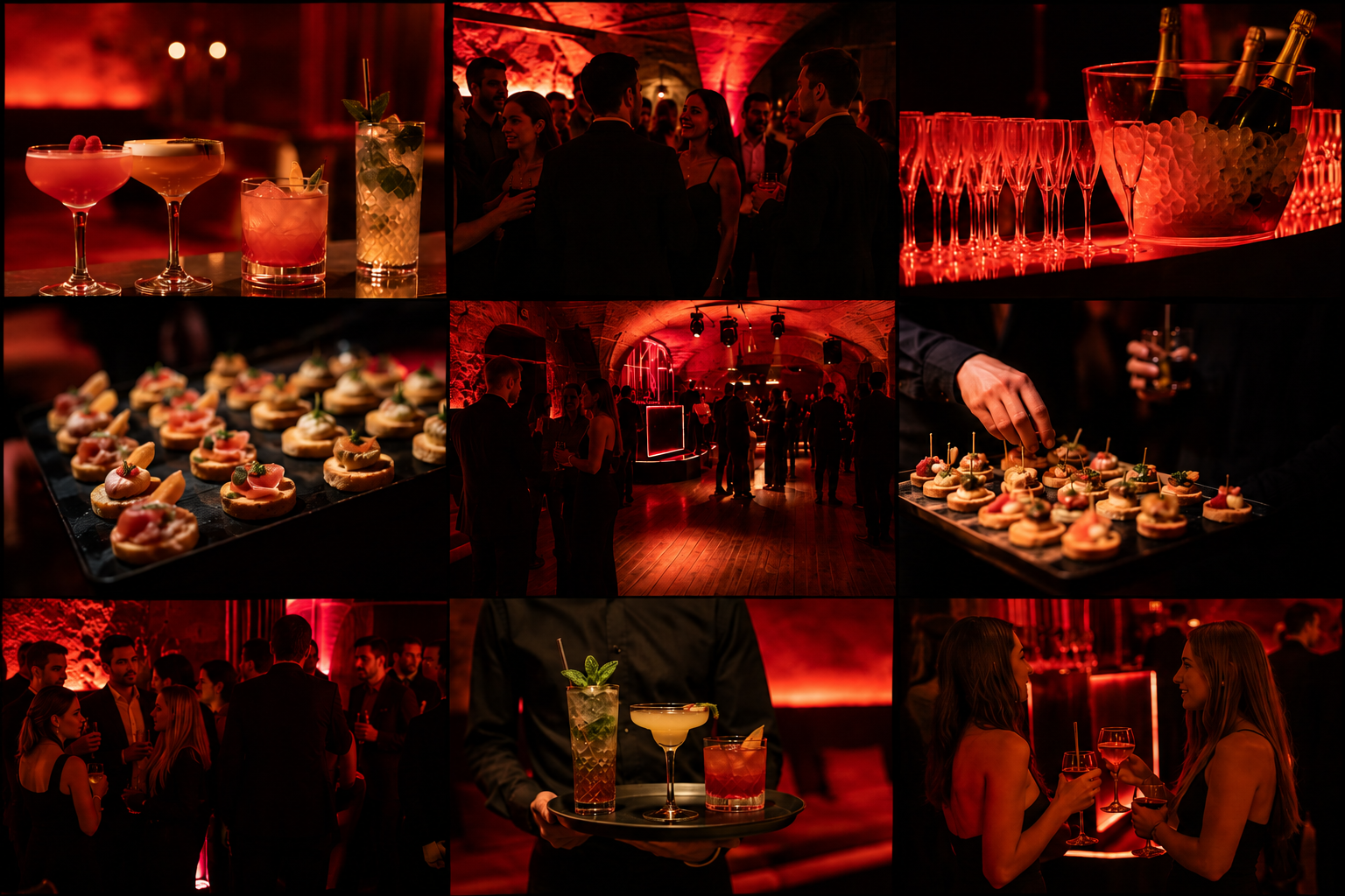 Cocktails, champagne et canapés