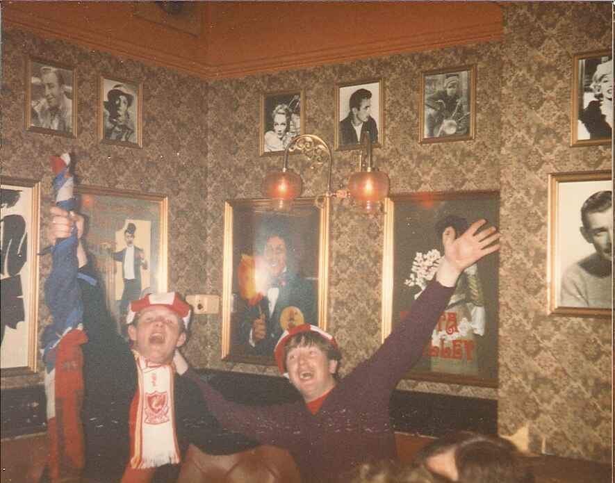 Fans celebrating in The Sandon pub