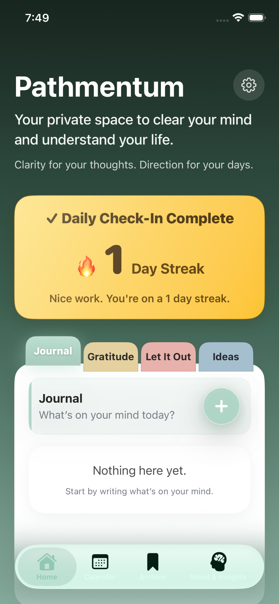 Pathmentum Home Screen