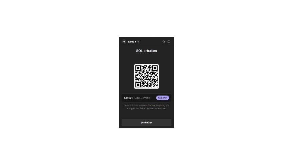 Phantom Wallet Receive Address Screen