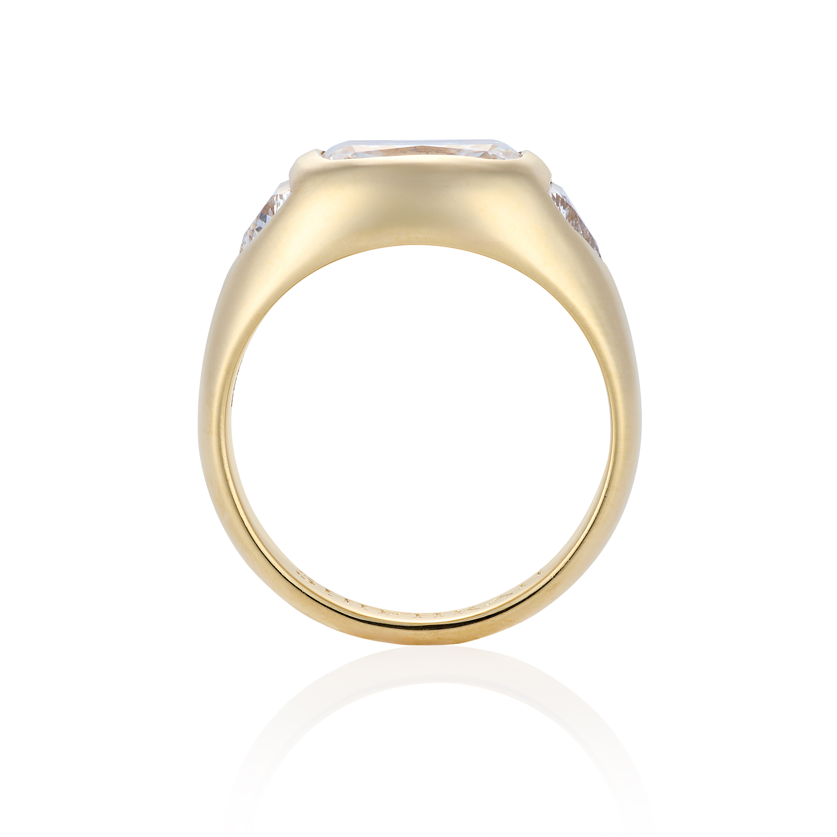 Cushion cut with trillion shoulders, standing vertical