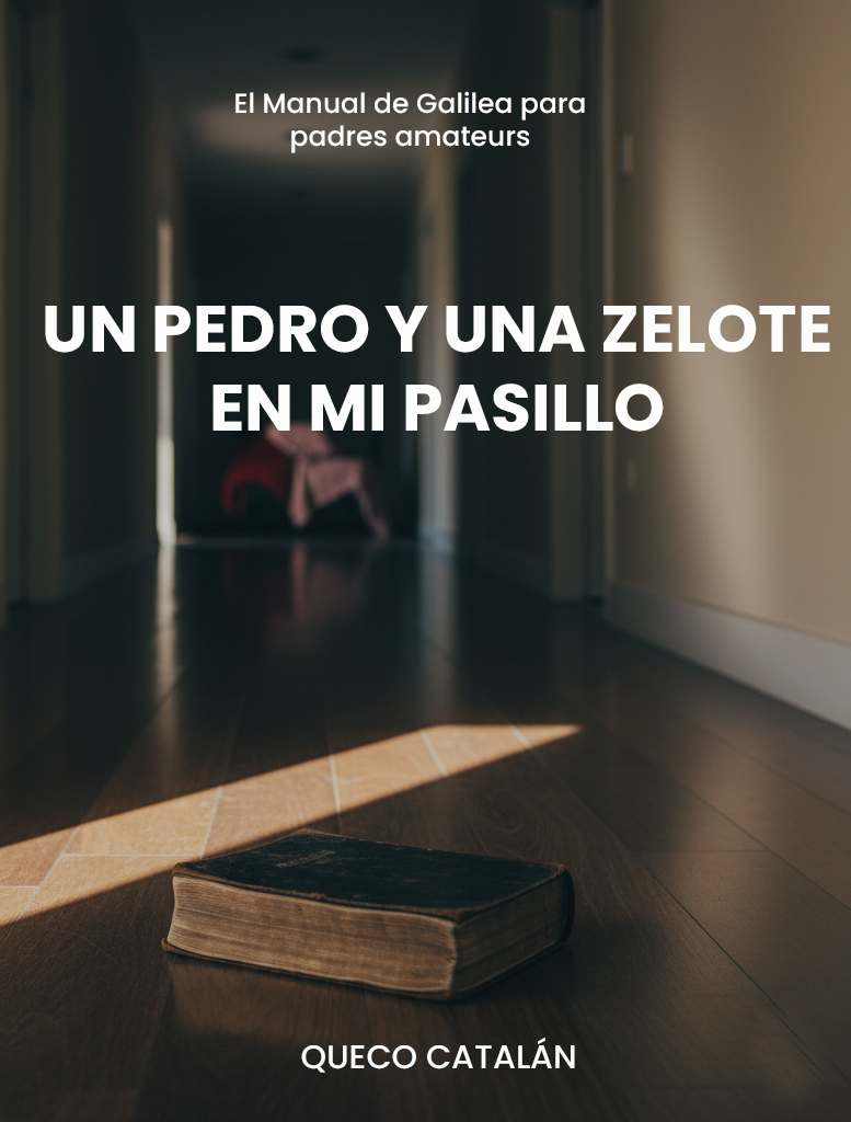 Portada del libro Un Pedro y una Zelote en mi pasillo - Una Biblia antigua en un pasillo con un niño al fondo