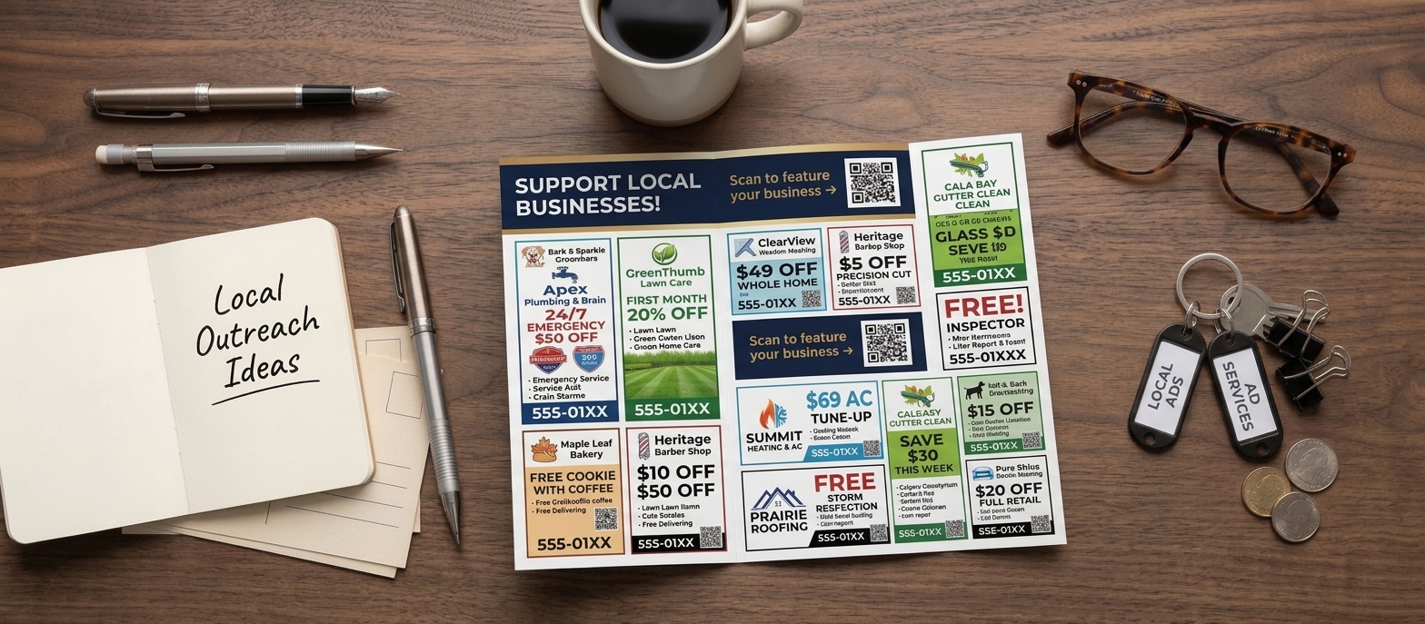 Co-op postcard flat lay