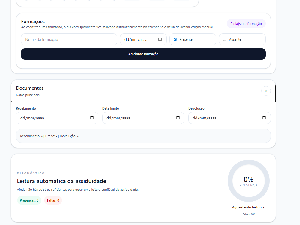 Prazos de Documentos - Controle de formações e diagnóstico de assiduidade