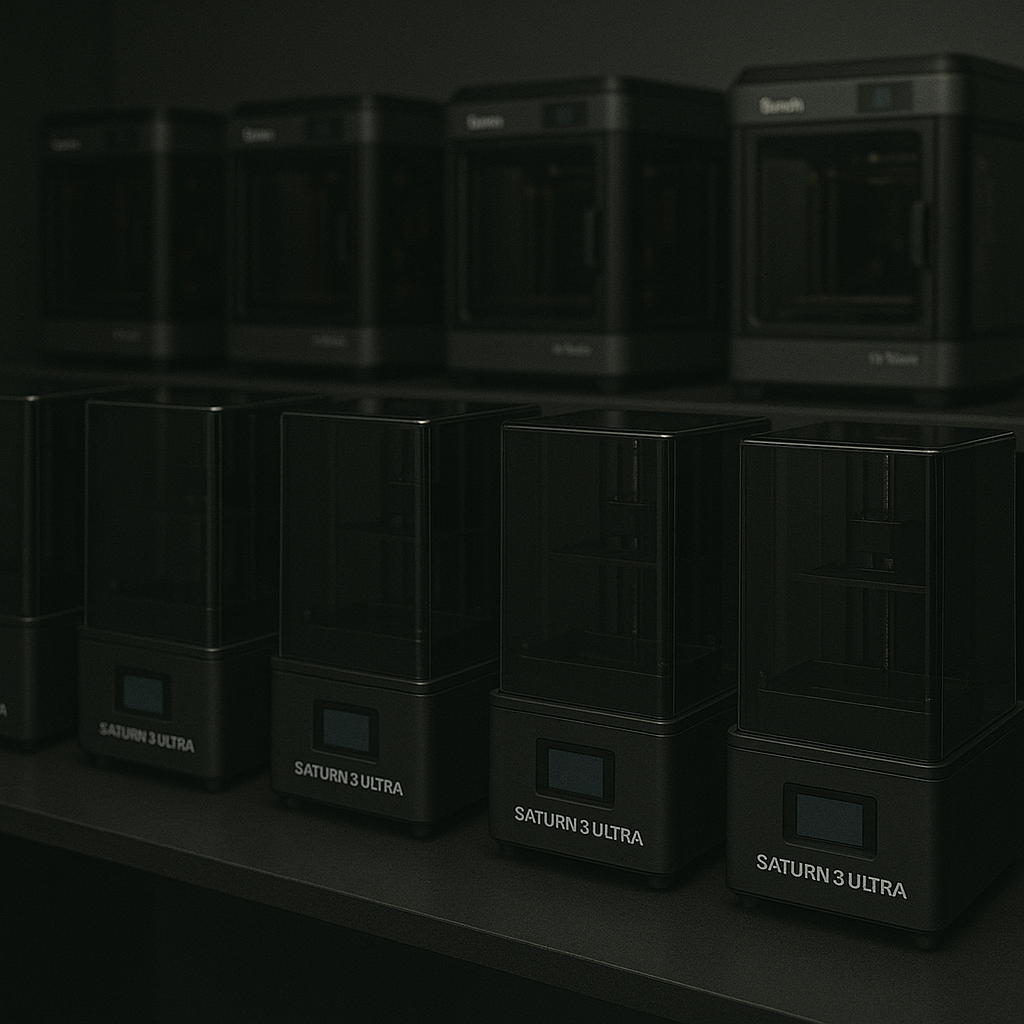 Row of Saturn 3 Ultra 3D printers