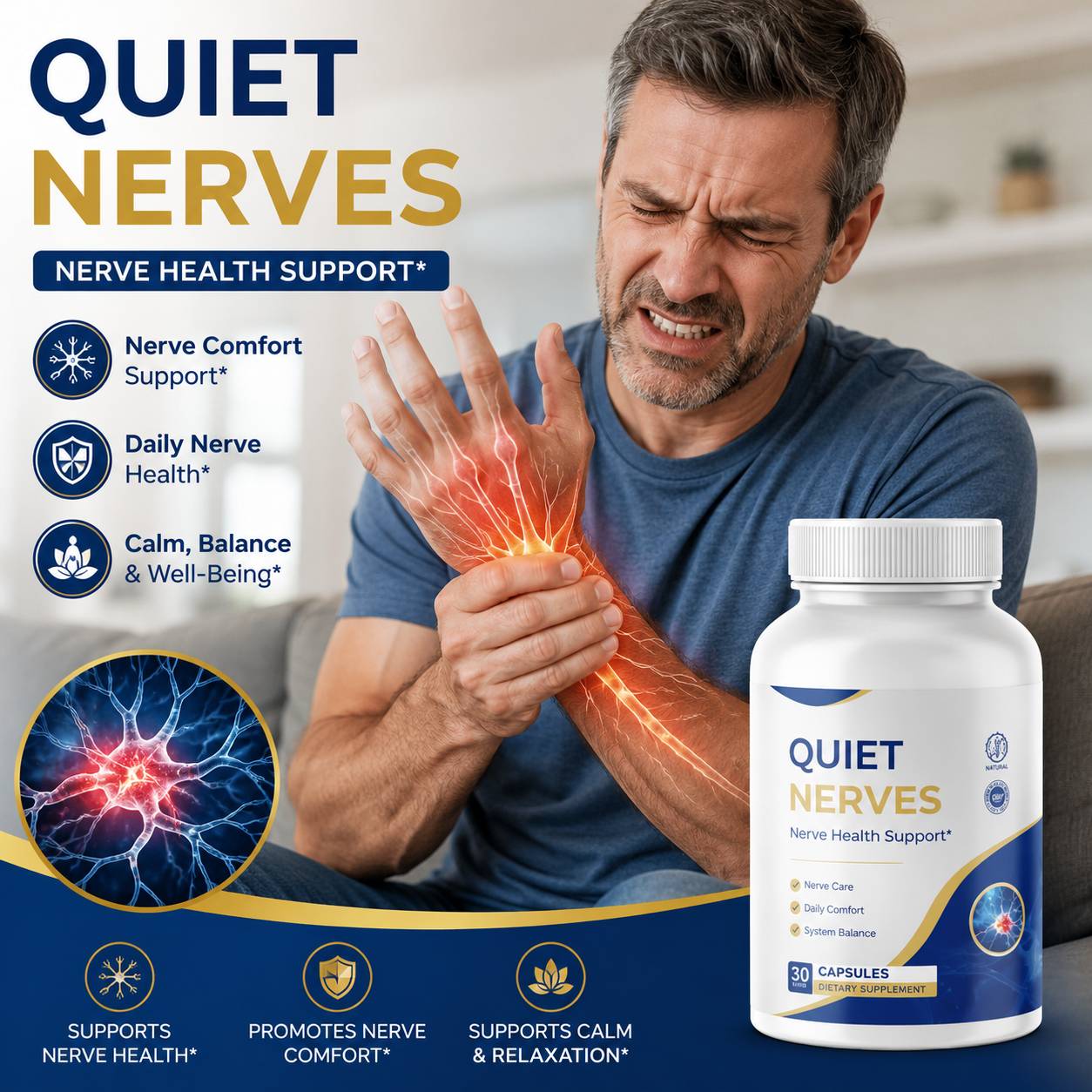 Quiet Nerves nerve health support product visual