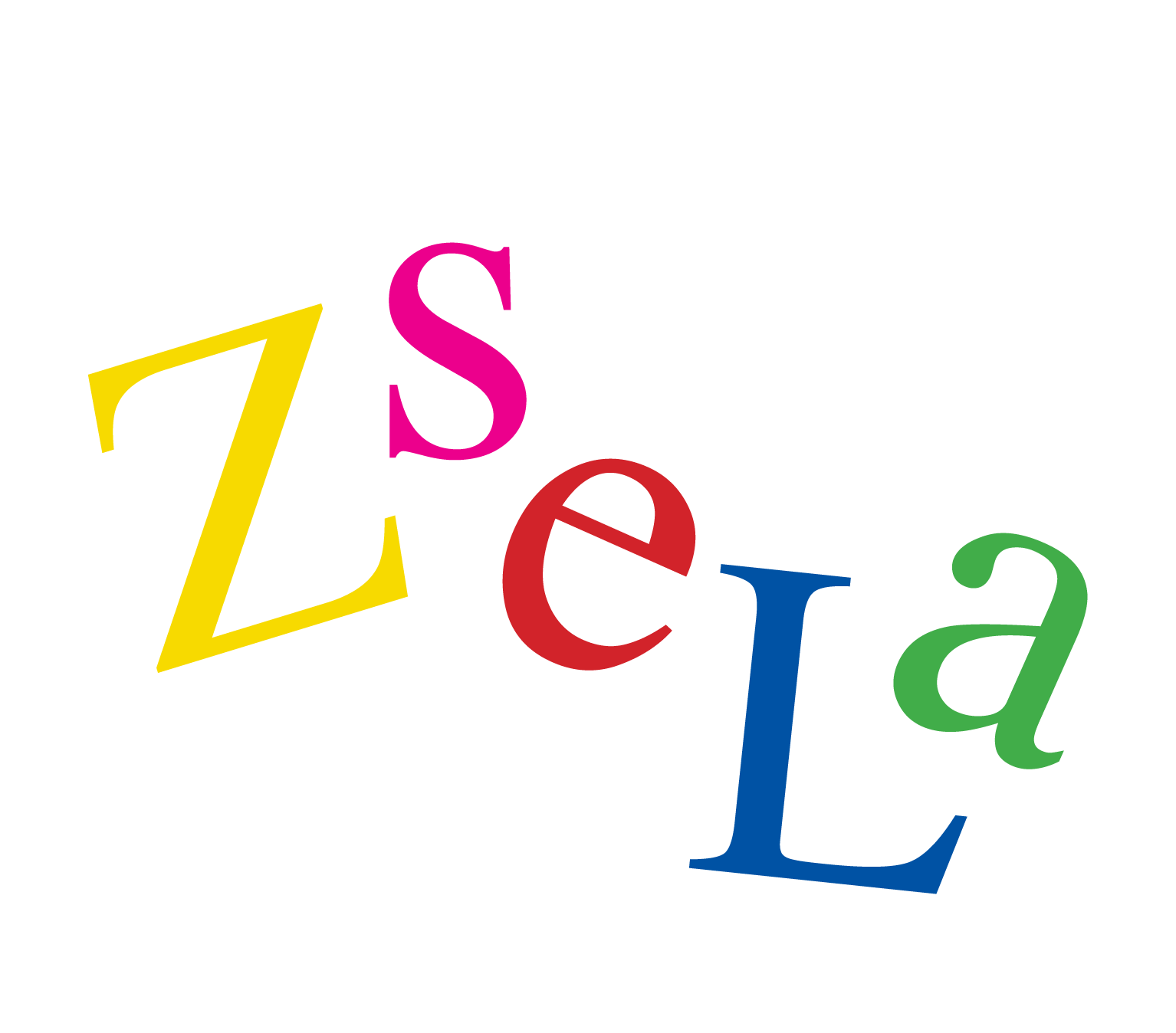 Zsela wordmark in yellow, magenta, red, blue, and green