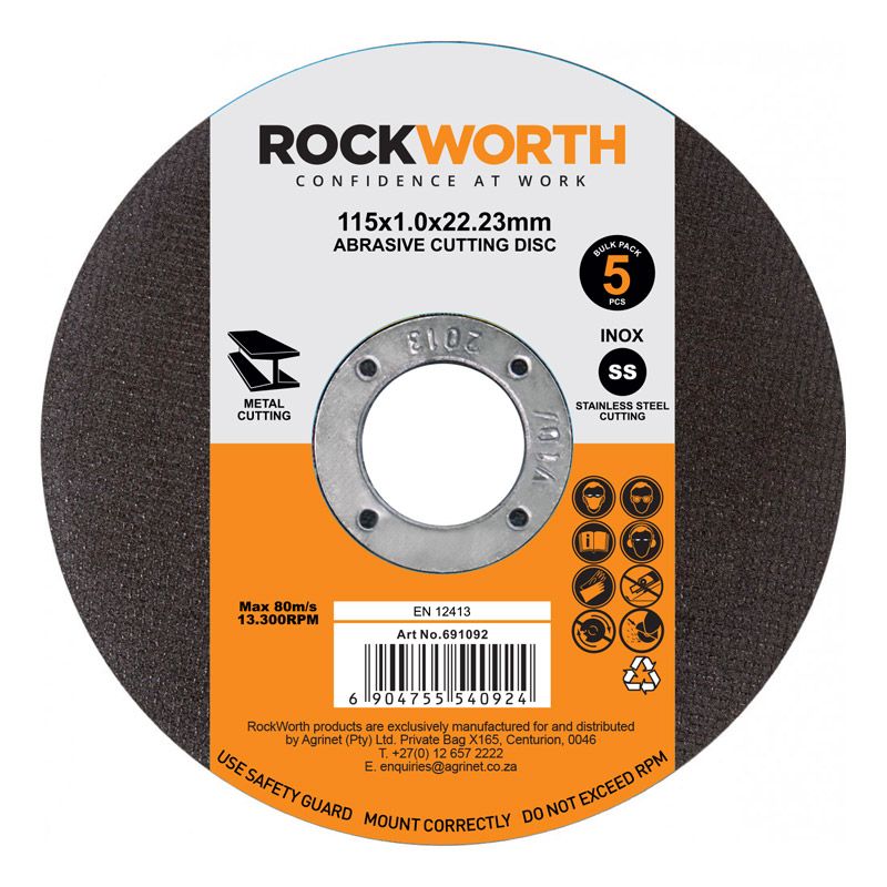 Rockworth Cutting Disc Slimline Steel 115x1.0 5-Pack
