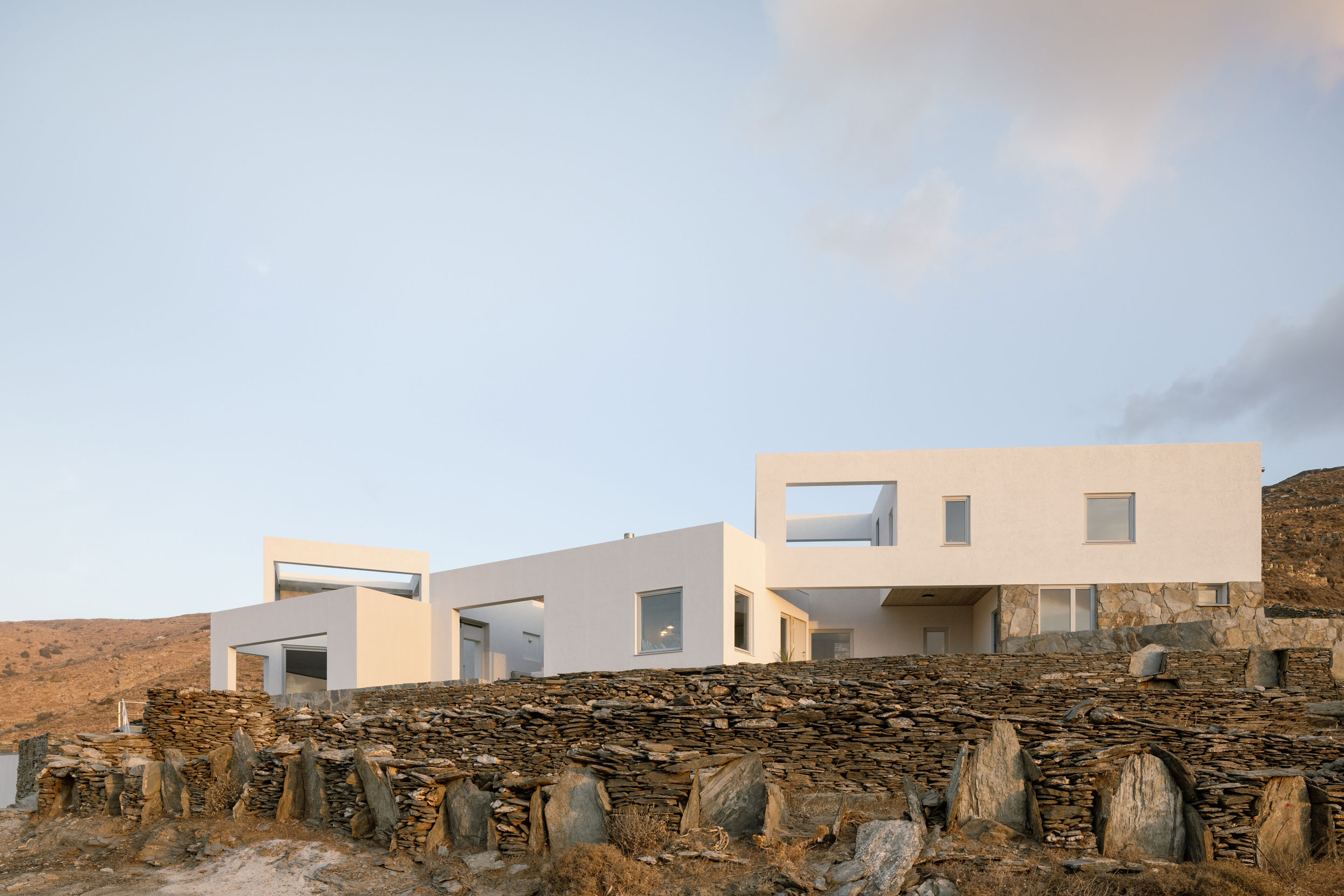 Houses at dusk with soft evening light