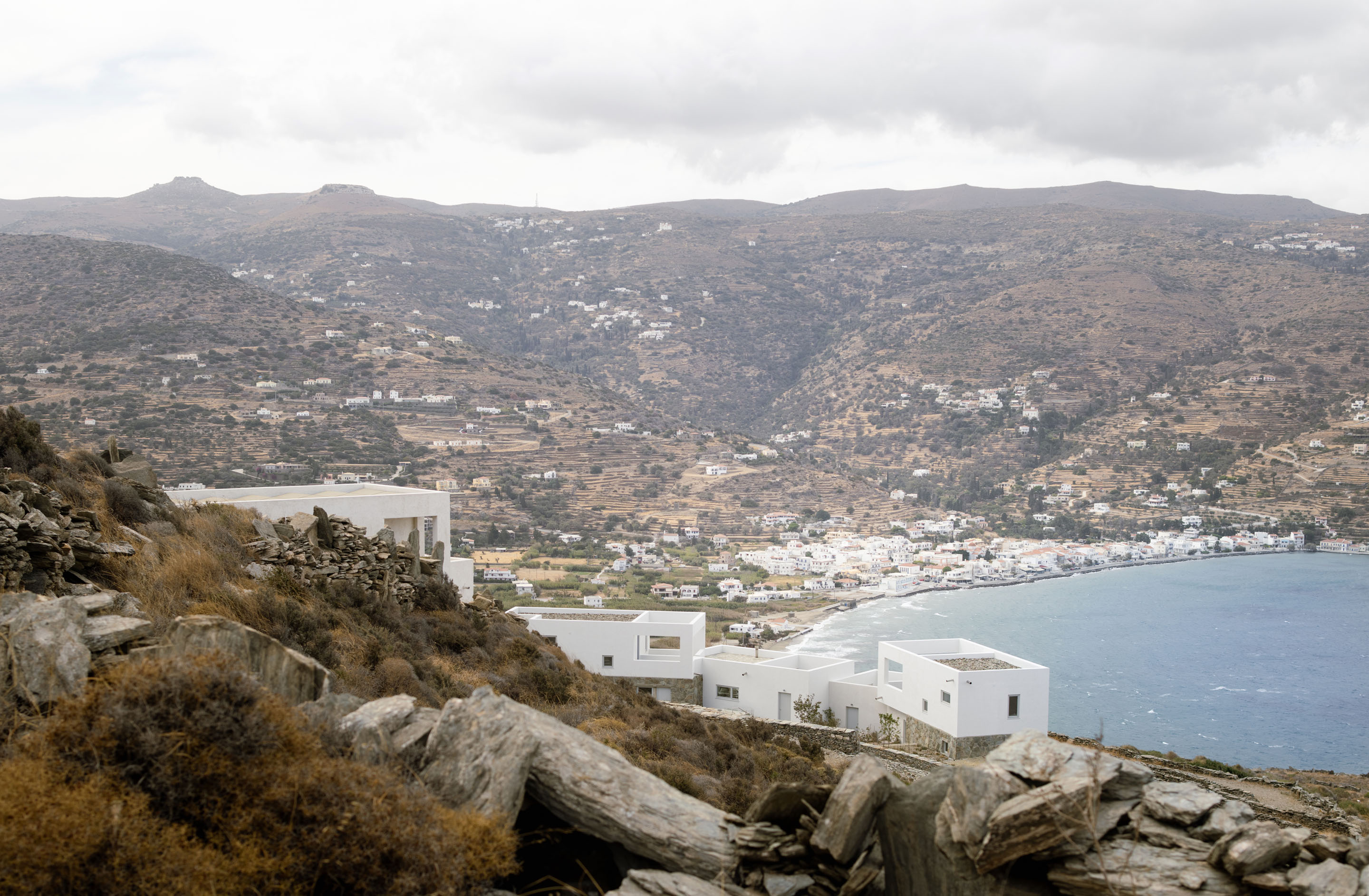 Korthi Houses overlooking Korthi village and bay on Andros island