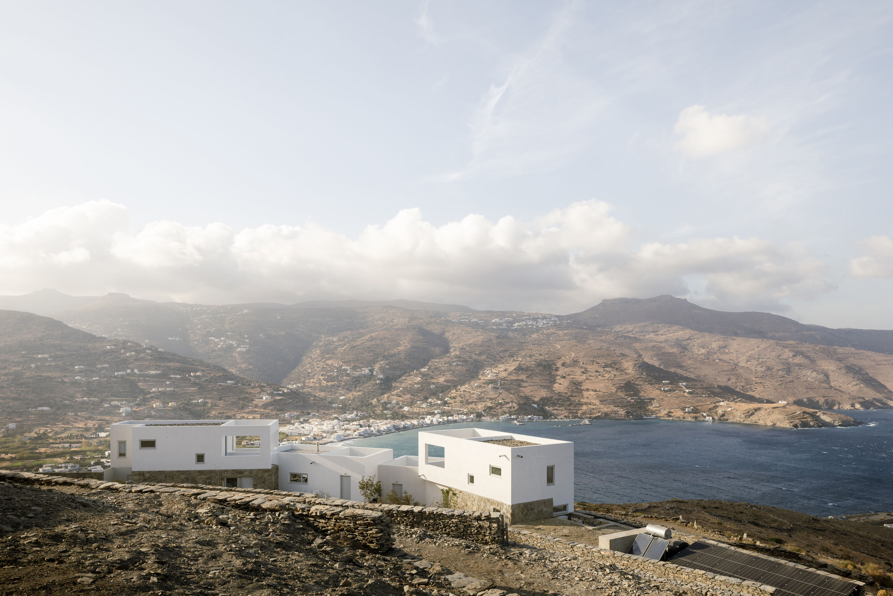 Houses overlooking the bay and mountains