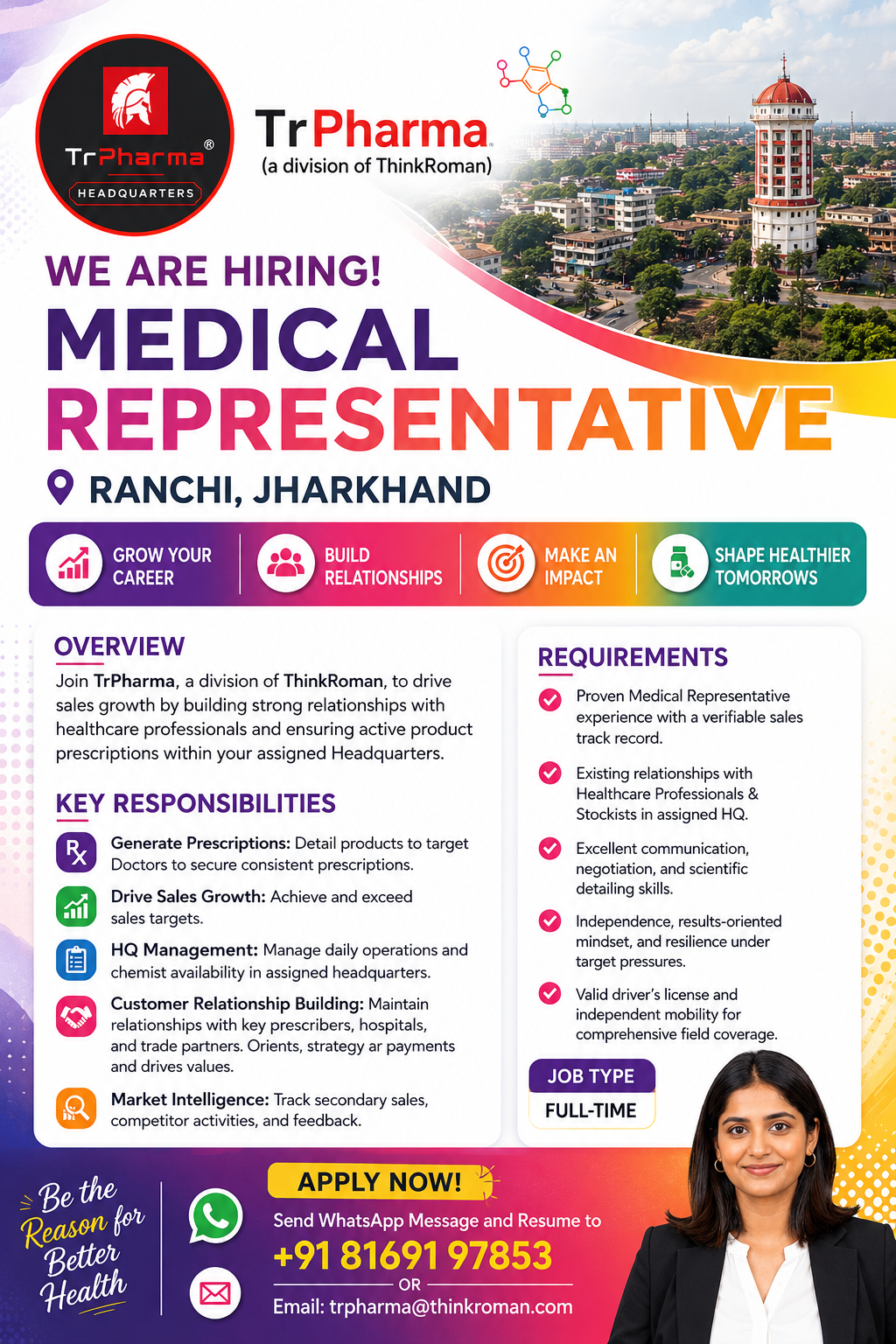 Medical Representative Job in Ranchi, Jharkhand