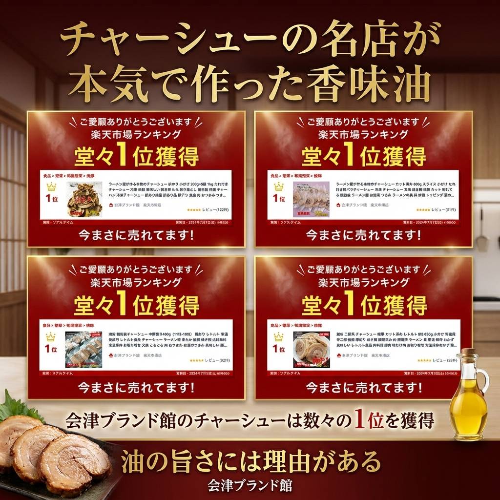 チャーシューの名店が本気で作った香味油。会津ブランド館のチャーシューは数々の楽天1位を獲得。油の旨さには理由がある。