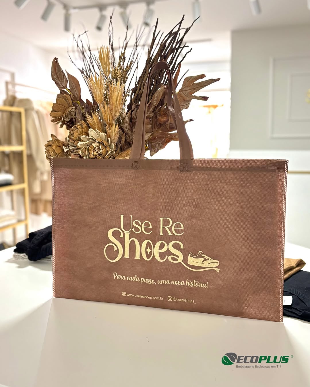 Use Re Shoes - Sacola tote marrom com flores