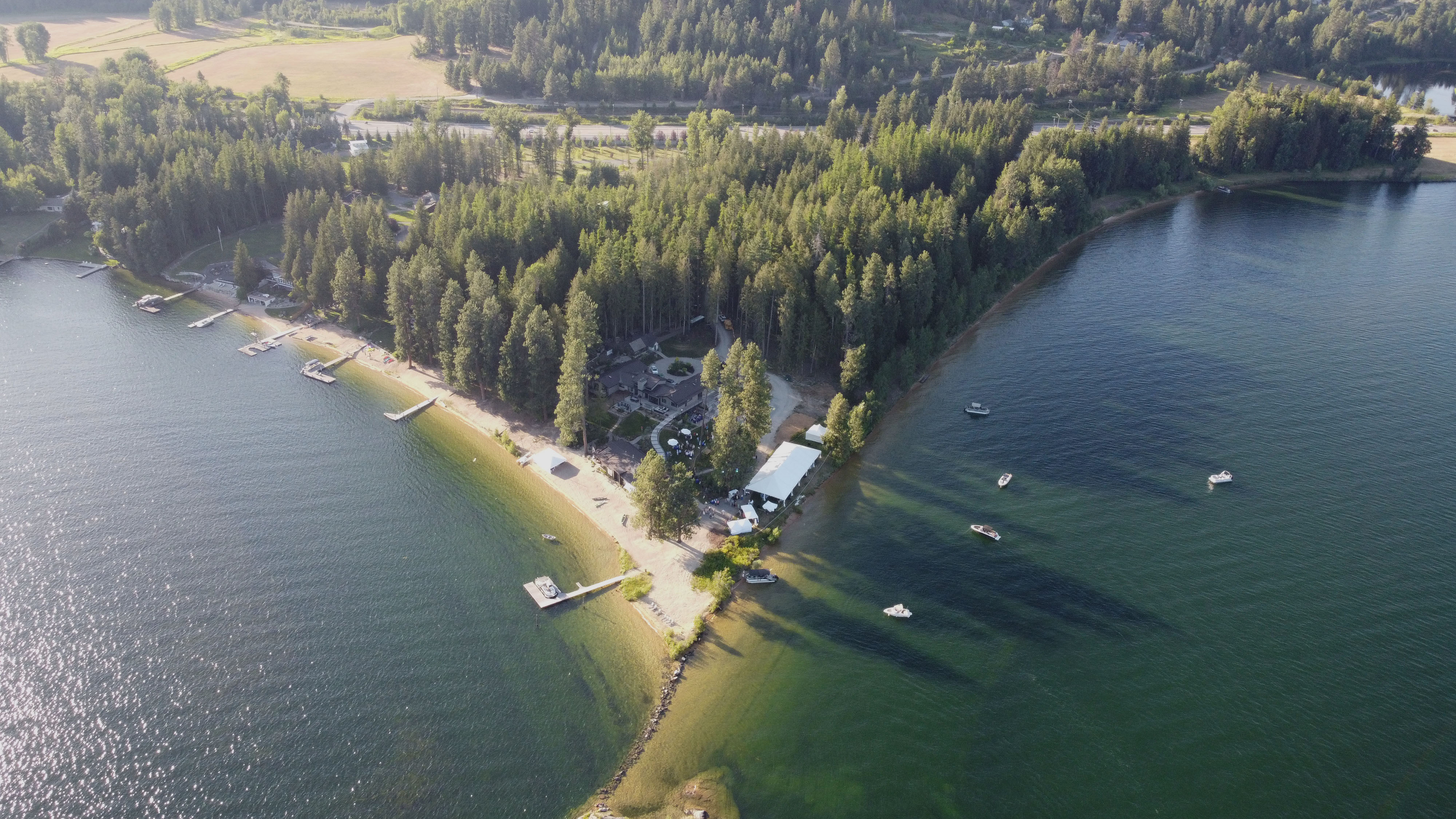 Aerial view of Rocky Point from the water