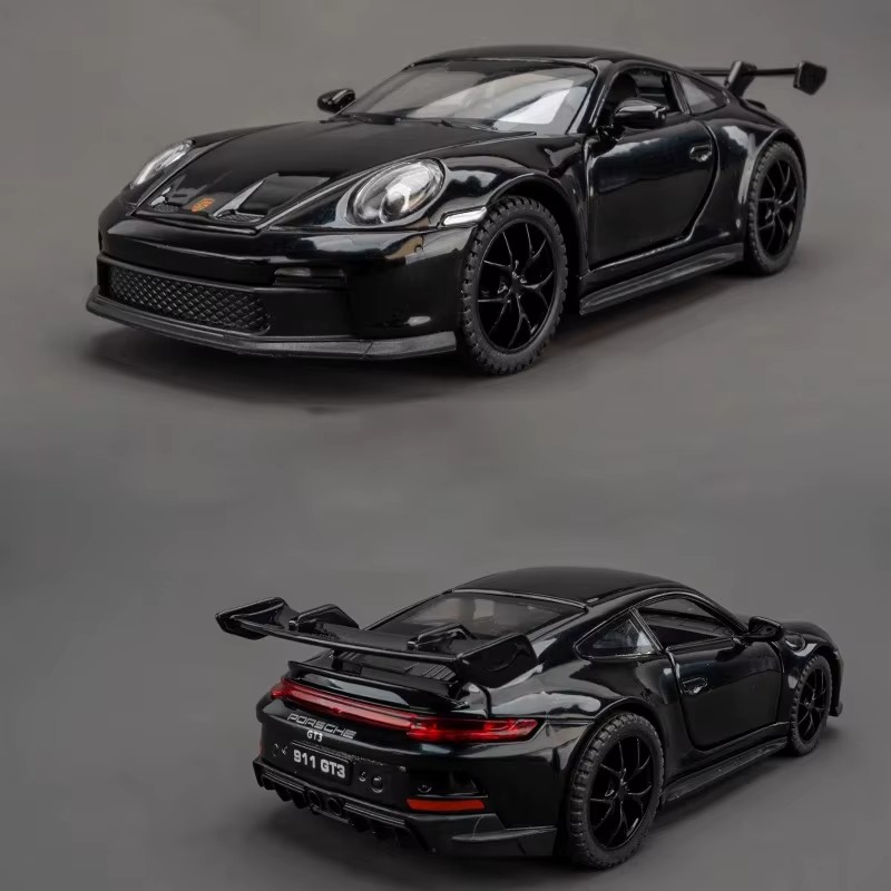 Black Porsche 911 GT3 RS front and rear views
