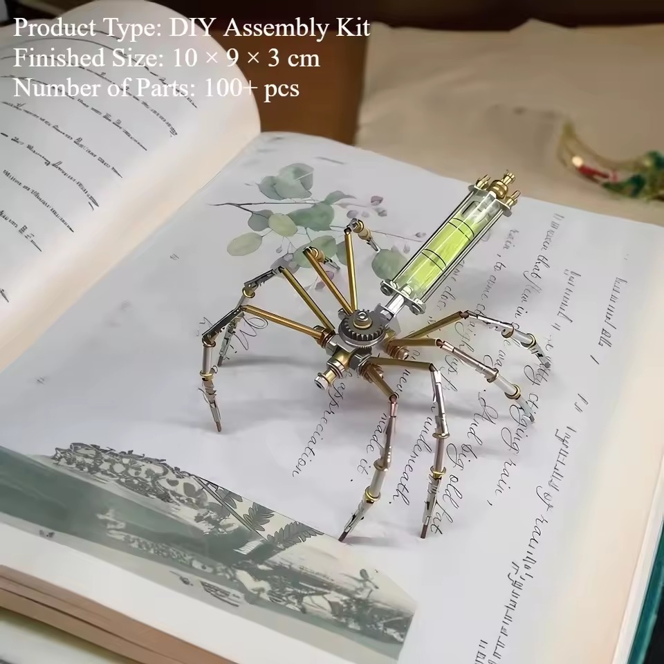 Mechanical spider model on an instruction book
