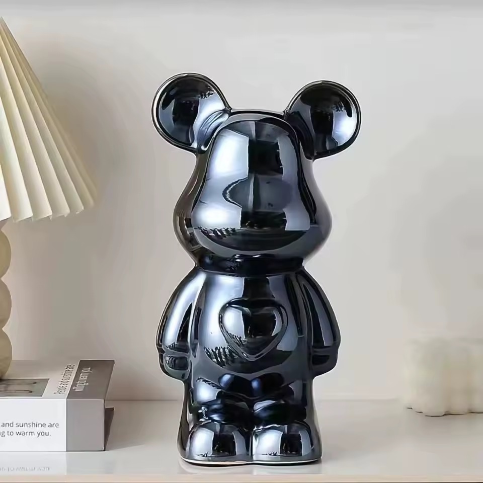Reflective Bear Ceramic Decor Sculpture