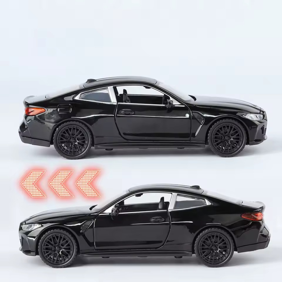 BMW M4 model rear lights and opening doors feature graphic